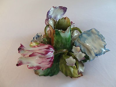 BEAUTIFUL CAPODIMONTE MOLLICA FLOWER CANDLEHOLDER