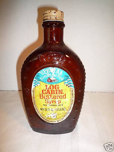 LOG CABIN BUTTERED SYRUP BICENTENNIAL BROWN GLASS BOTTLE 1776