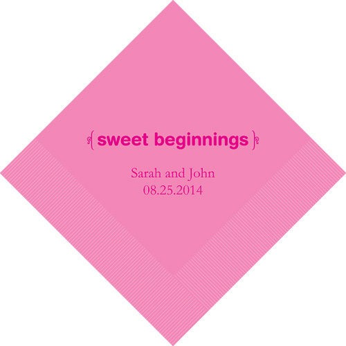   Wedding SWEET BEGINNINGS Beverage/Luncheon 3Ply Paper Napkins