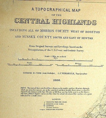 Original 1888 Topo Map of Morris County, NJ