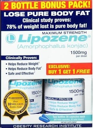 LIPOZENE Maximum Strength LOSE PURE BODY FAT 2 bottles = 60 caps 