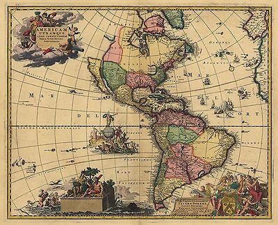 1700s Map of North South AMERICA, Historic Print, quality, Amazing 