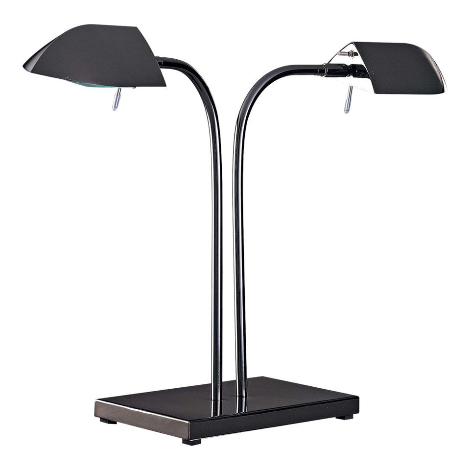   Kovacs P602 1 605 Contemporary Modern Gun Metal Dual Halogen Desk Lamp