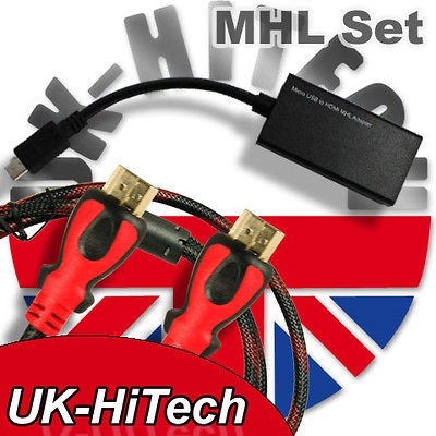 MICRO USB MHL ADAPTER+HDMI CABLE CABLE FOR GALAXY S2 II I777 T989 