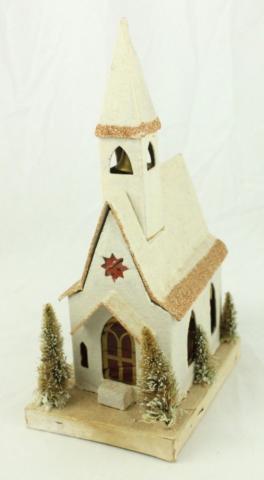 Vintage Japan Cardboard Mica Village Chapel Church