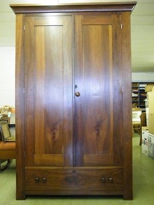   Country Walnut Primitive Victorian 2 Door Wardrobe Armoire & Drawer