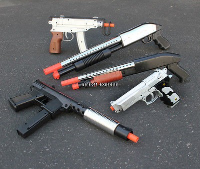   Airsoft Gun Combo Set Spring Shotgun Uzi Beretta Pistol w/ 1,000 BBs