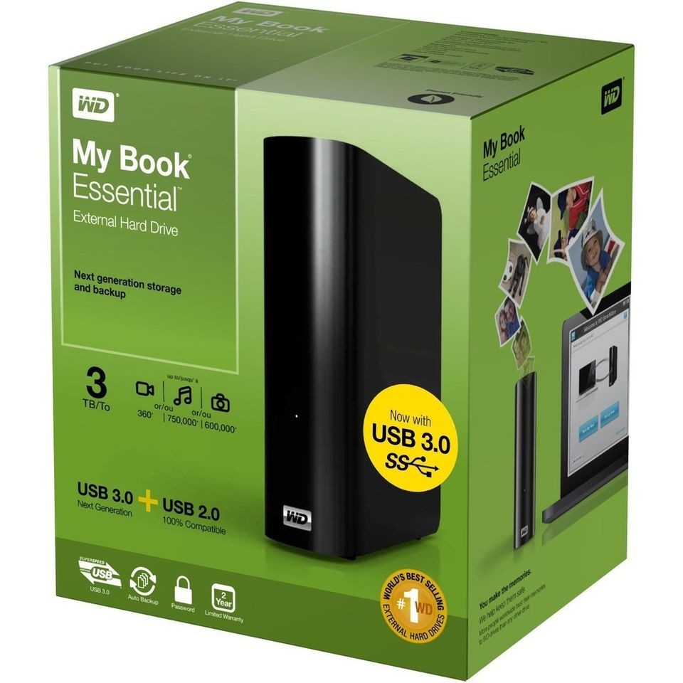 WESTERN DIGITAL MY BOOK ESSENTIAL EDITION 3TB USB 3.0 / 2.0 DESKTOP 