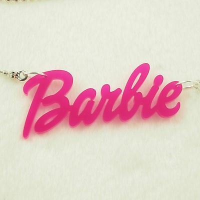   RED ACRYLIC PENDANT KITSCH BARBIE NAME NECKLACE JEWELRY NICKI MINAJ