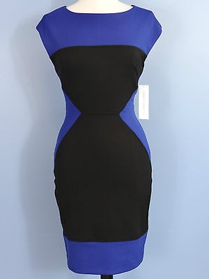 New NWT Maggy London Ponte Lined Sleeveless Sheath Dress Color Block 
