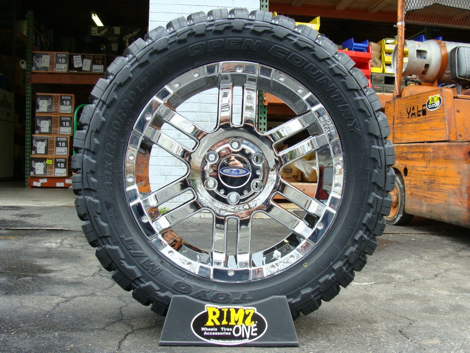   Metal 951 Chrome wheels rims 33x12.50R20 Toyo MT 33 mud tires MT
