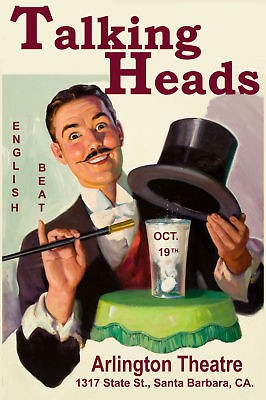 New Wave Talking Heads & English Beat at Santa Barbara Poster Circa 