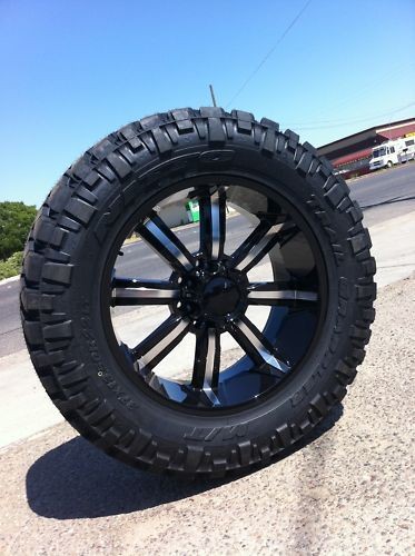   BLACK RIMS TIRES HUMMER H1 H2 CHEVY 37 13.50 22 NITTO TRAIL GRAPPLER