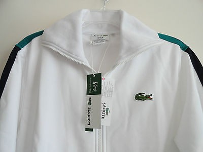 NWT LACOSTE MENS FULL ZIP TRACK JACKET ANDY RODDICK WHITE $165+