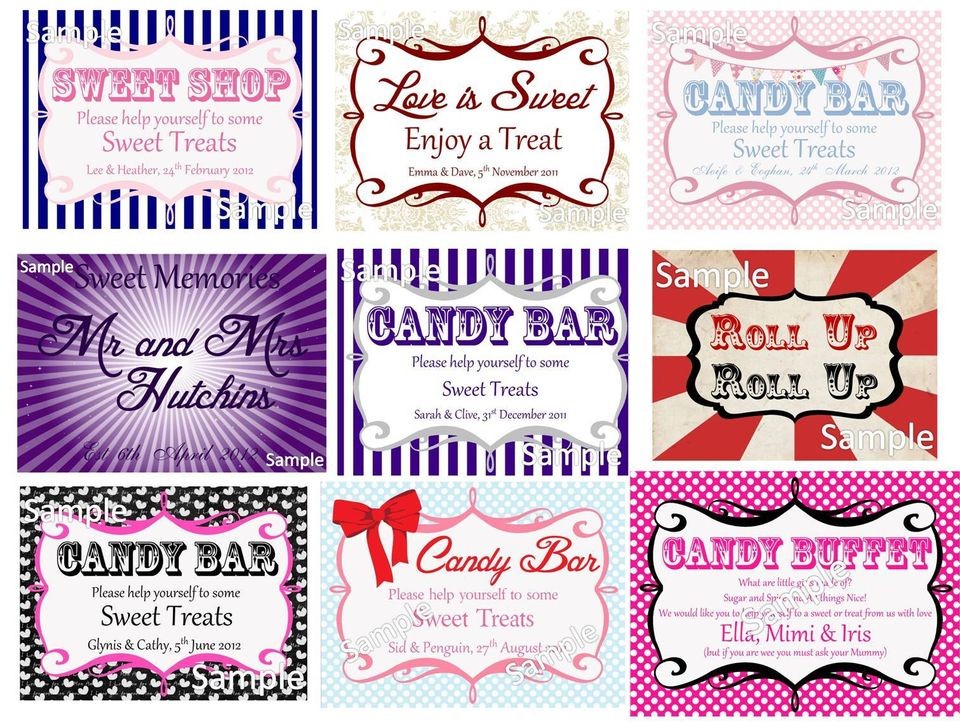 Candy Buffet Bar Individually Personalised Sweet Labels   Sweetie 