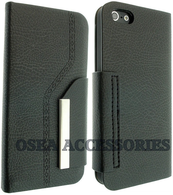  Apple IPhone 5 5G 5S Leather Case Cover PU Flip Pouch Book Set Phone 