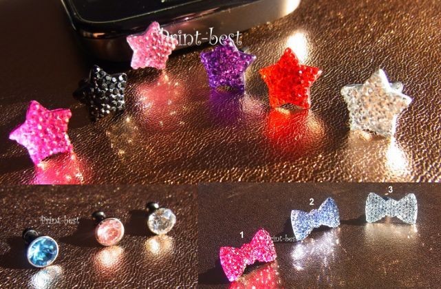 Strass Bling Anti dust ear phone cap plug for iPhone/Samsung​/HTC/LG 