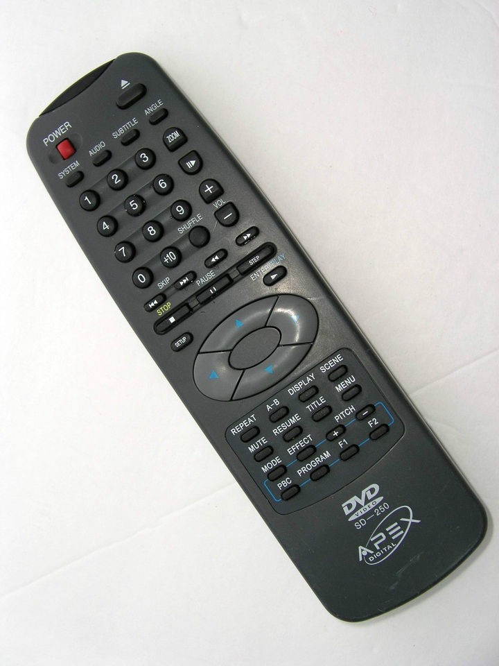 APEX REMOTE CONTROL SD 250   digital DVD player AD 500 K991 SE 5261W 