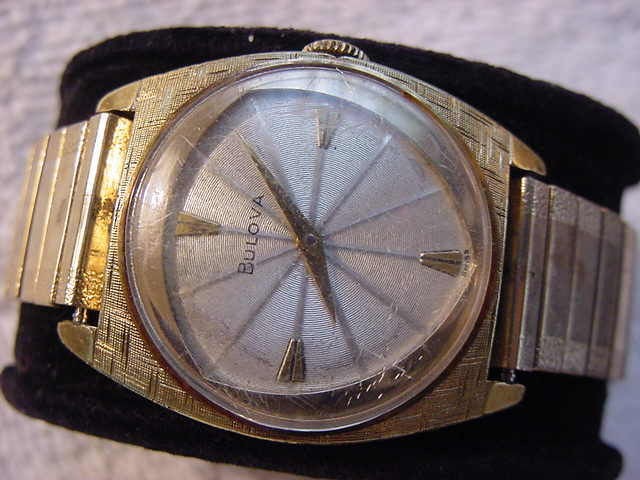 Vintage GOLD FD large Art Deco BULOVA ASYMMETRIC mens watch . NR