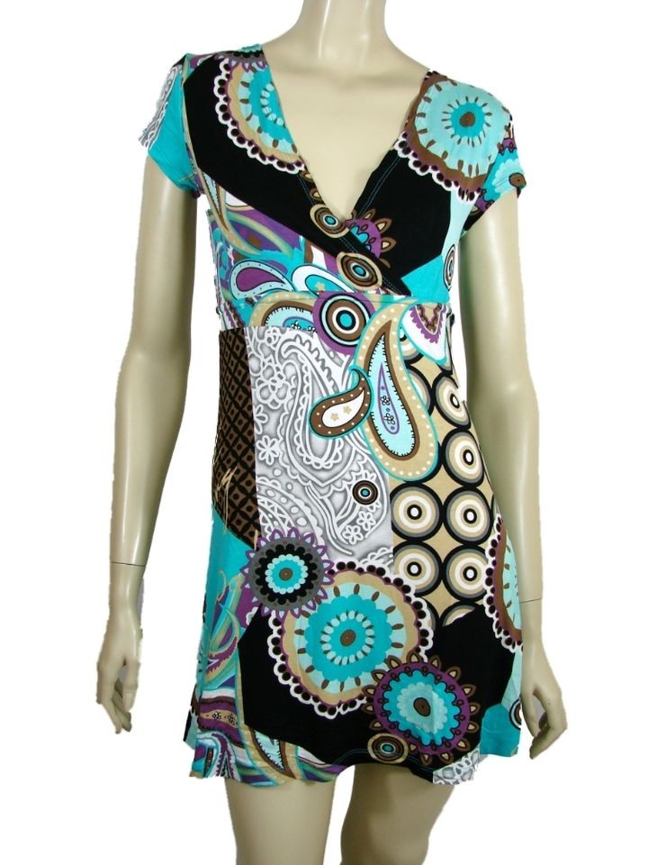 NEW FARRUCA Dress by SMASH Barcelona Short Sleeve Neckline Graphic 