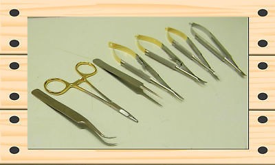 CASTROVIEJO SCISSORS+3 NEEDLE HOLDERS+2 SUTURE FORCEPS, English 