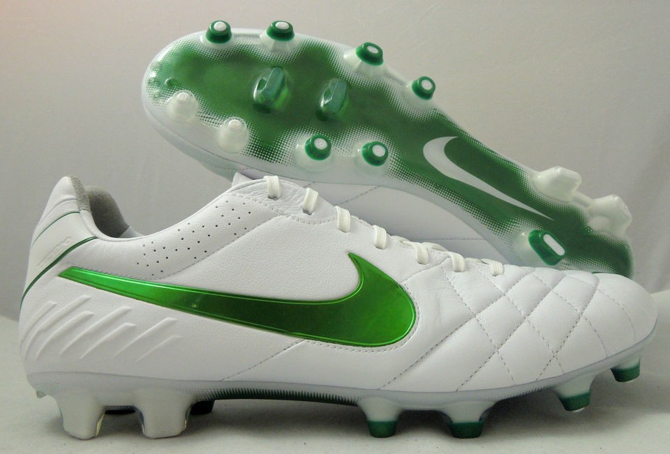 NIKE TIEMPO LEGEND IV FG WHITE COURT GREEN SOCCER CLEATS SZ 9 [454316 