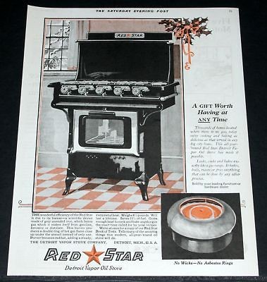   MAGAZINE PRINT AD, RED STAR, DETROIT VAPOR OIL STOVES, FOR CHRISTMAS