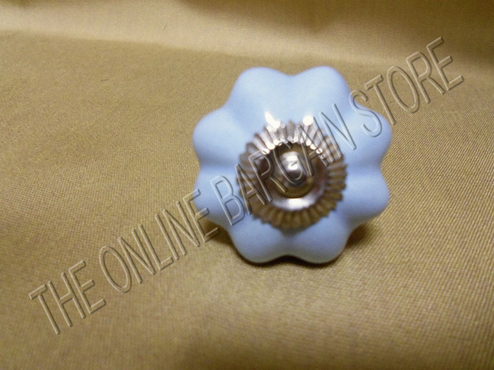   Barn Teen Vintage Flower Knobs Cabinet Dresser Drawer Pull Ice Blue