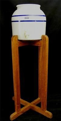 Jug on Wooden Stand Hinckley & Schmitt White & Blue WATER Dispenser 