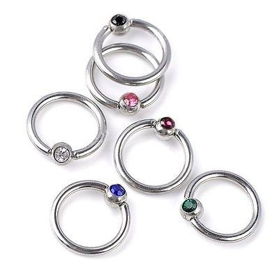 60pcs Mix 16G Crystal Hoop Nose Nostril Nail Rings Body Piercing 