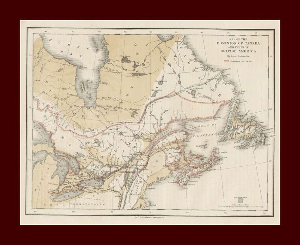 Dominion Of Canada, Antique Map, Hand Color, Original 1870