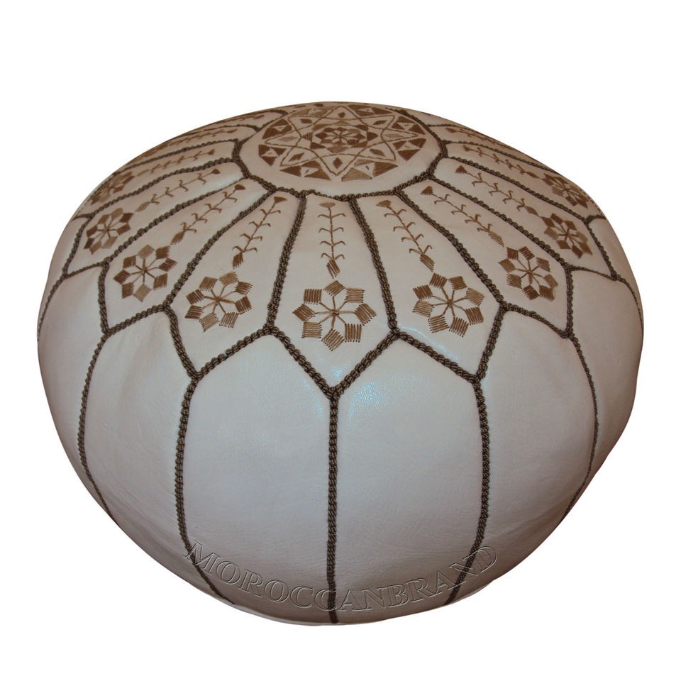   Handmade Moroccan Leather Pouf, Poufs, Pouffes, Ottomans, Pouffe