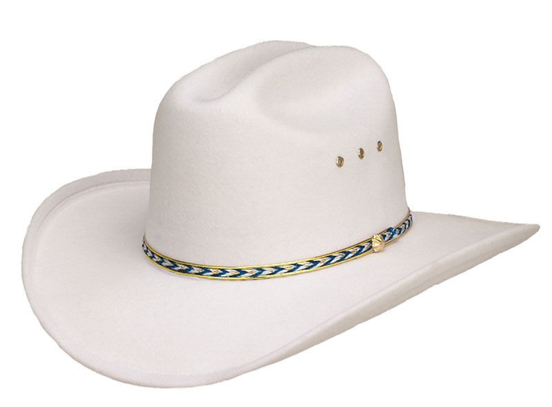 White Felt COWBOY CATTLEMAN HAT & BAND   New   Size Kids