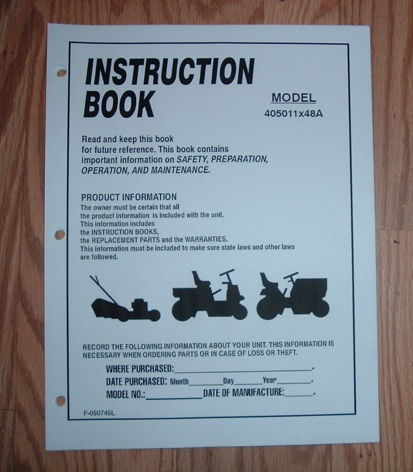 MURRAY 405011X48A 13 HP LAWN TRACTOR OWNERS MANUAL W/ PARTS LIST