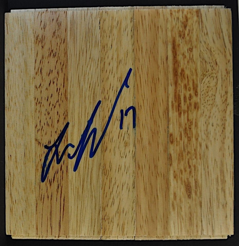   AMUNDSON Timberwolves SIGNED 6 x 6 PARQUET FLOORBOARD FLOOR PIECE COA