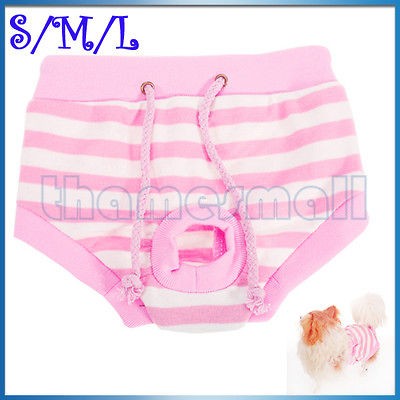   Pet Dog Sanitary Pant Panty Striped Pattern Diaper Briefs Shorts S/M/L