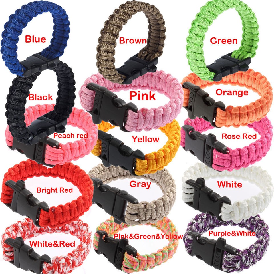 Self rescue Paracord Parachute Cord Bracelets Whistle Buckle Survival 