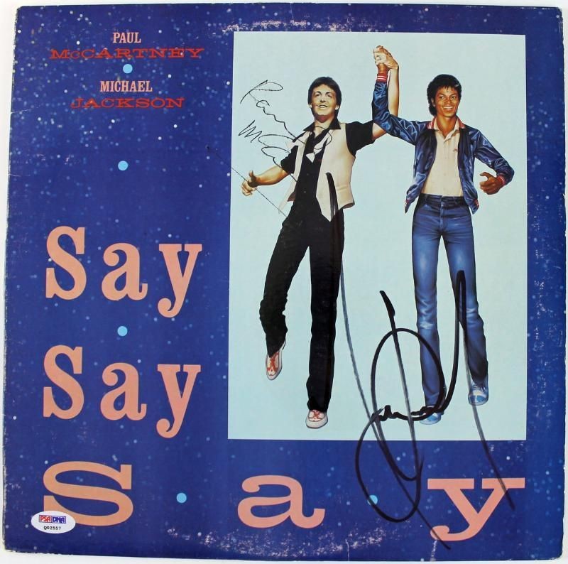 PAUL MCCARTNEY & MICHAEL JACKSON SIGNED ALBUM COVER W/ VINYL PSA/DNA # 