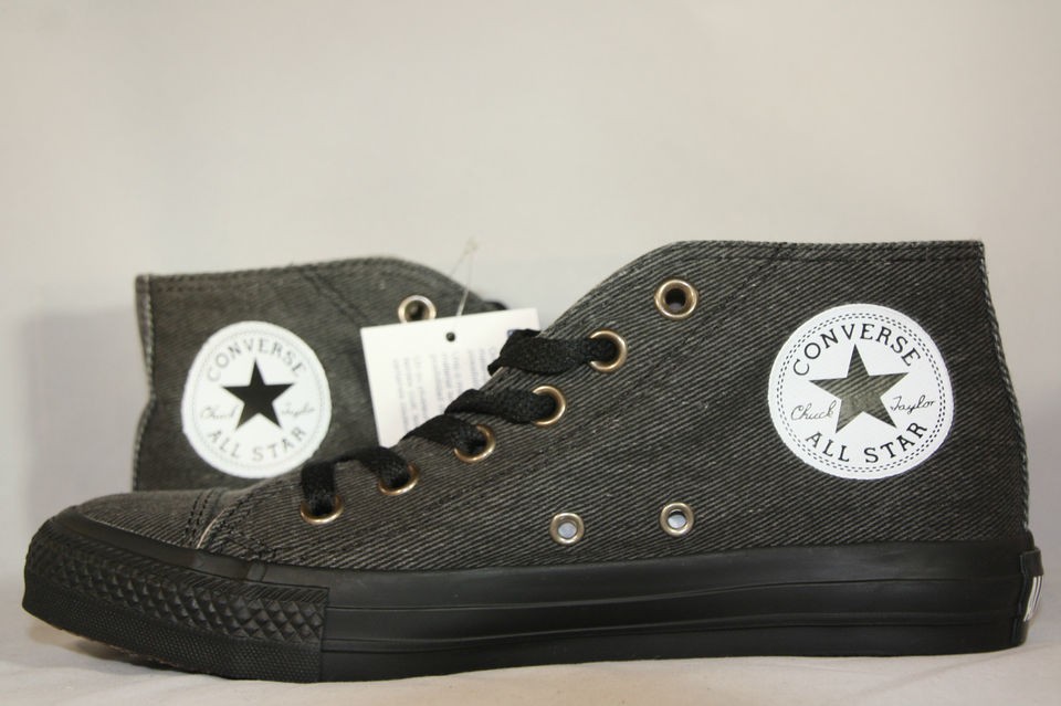 WOMENS Converse Chuck Taylor All Star Black Denim Mid Black Sole 