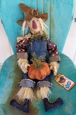 PRIMITIVE GRUNGY FALL HARVEST SCARECROW ART DOLL THANKSGIVING hafair 