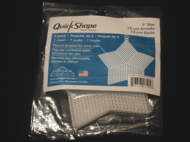 Pack Quick Shape CLEAR PLASTIC CANVAS 7 Mesh 5 STAR PRECUT 5 INCH 