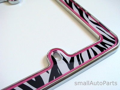   ZEBRA PRINT LICENSE PLATE TAG FRAME car*truck*suv white/black/pink