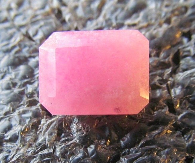   Ultra Rare Fluorescent Orange Pink TUGTUPITE Emerald Cut Greenland Gem