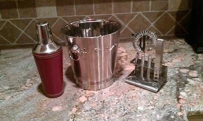 Pier 1 Imports Cocktail Shake/Ice Bucket and Bar Ware Set