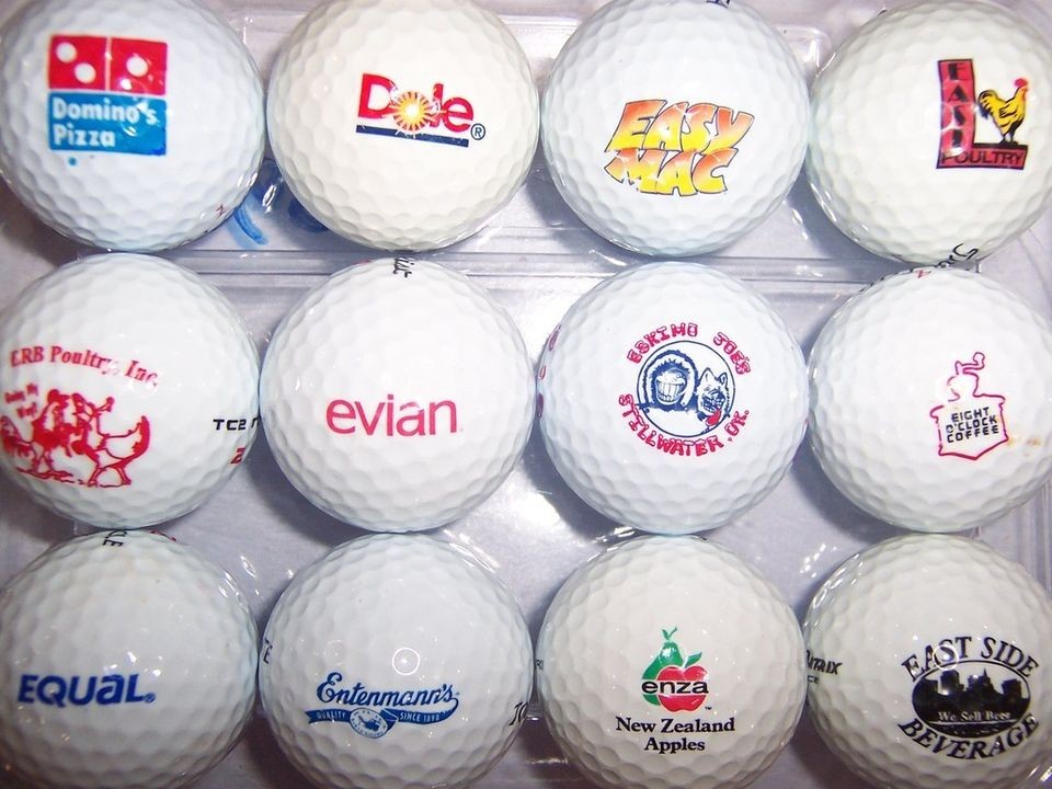 12) MIXED FOOD LOGO GOLF BALLS (DOLE, EASY MAC, DOMINOS PIZZA, EQUAL 