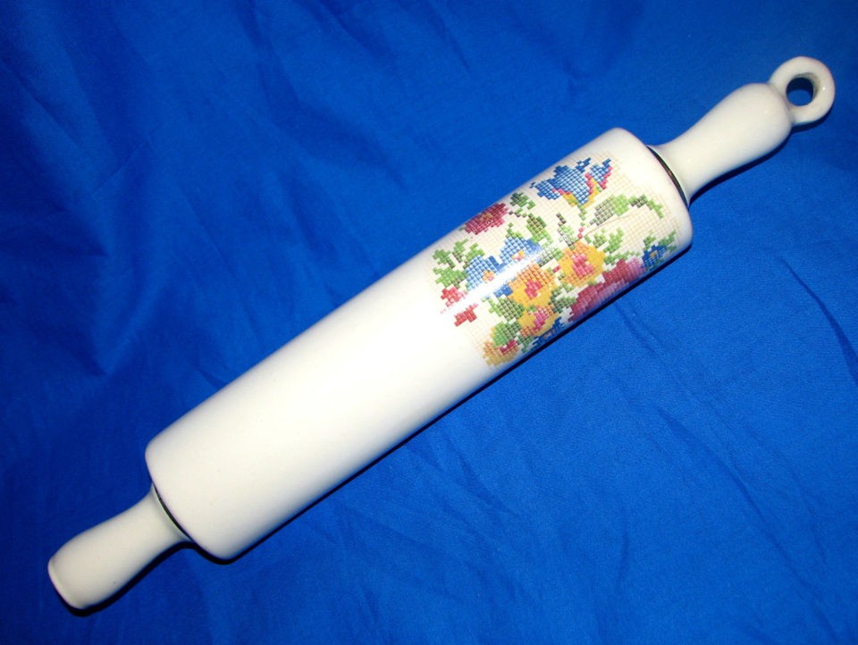 Harker china Petit Point pattern ceramic rolling pin