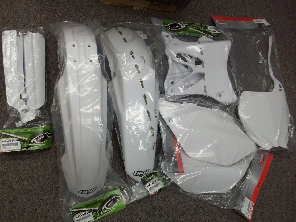 UFO + OEM WHITE PLASTIC FENDER KIT YAMAHA YZ125 YZ250 YZ 125 250 2008 