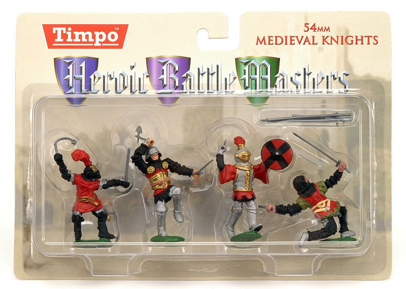 MIB Toy Soldiers TIMPO Painted Medieval Knights 1/32 Scale 4 Piece Set 