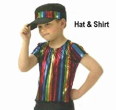 POP MUSIC Boys/Mens 2pc SHIRT & HAT Dance Ice Skating Costume SIZE 