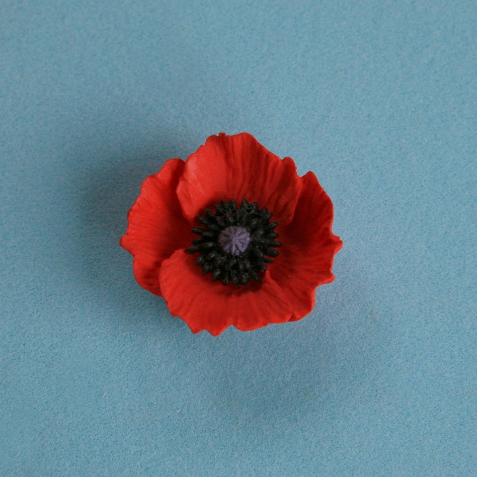 small POPPY BROOCH   flower jewellery MADE IN WALES